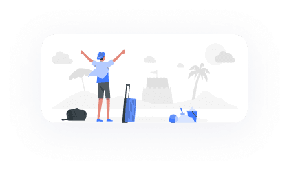 Traveler celebrating at the beach