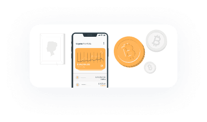 Smartphone with crypto coins